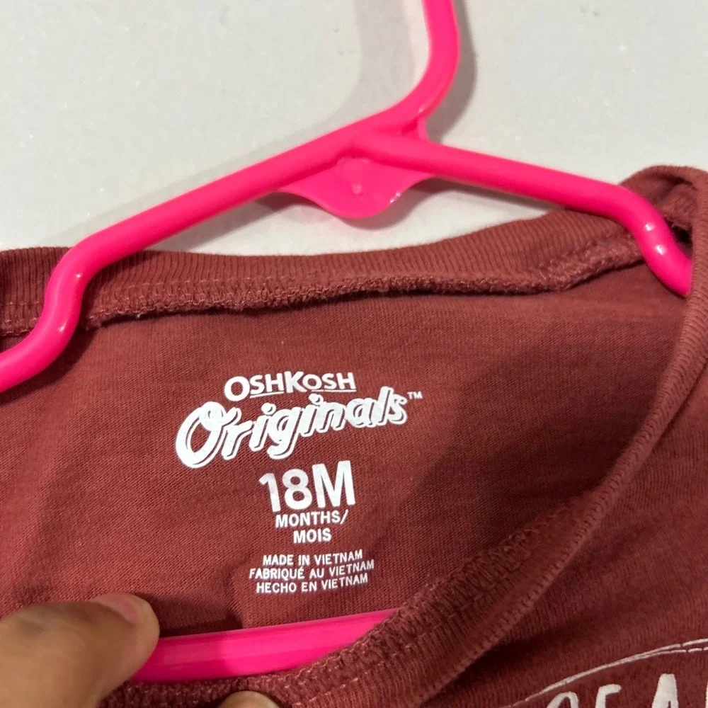 OshKosh Originals Toddler Girls Long Sleeve Shirt‎ 18 Months Brown Heart Love